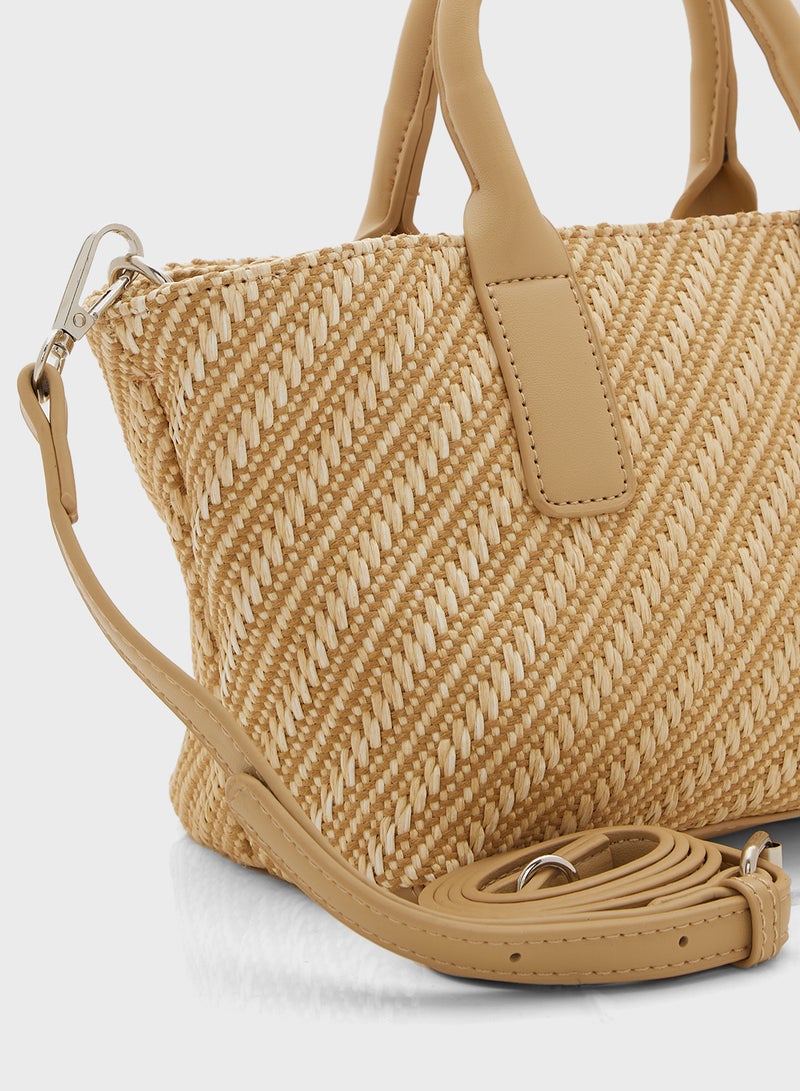 Woven Raffia Mini Tote Bag