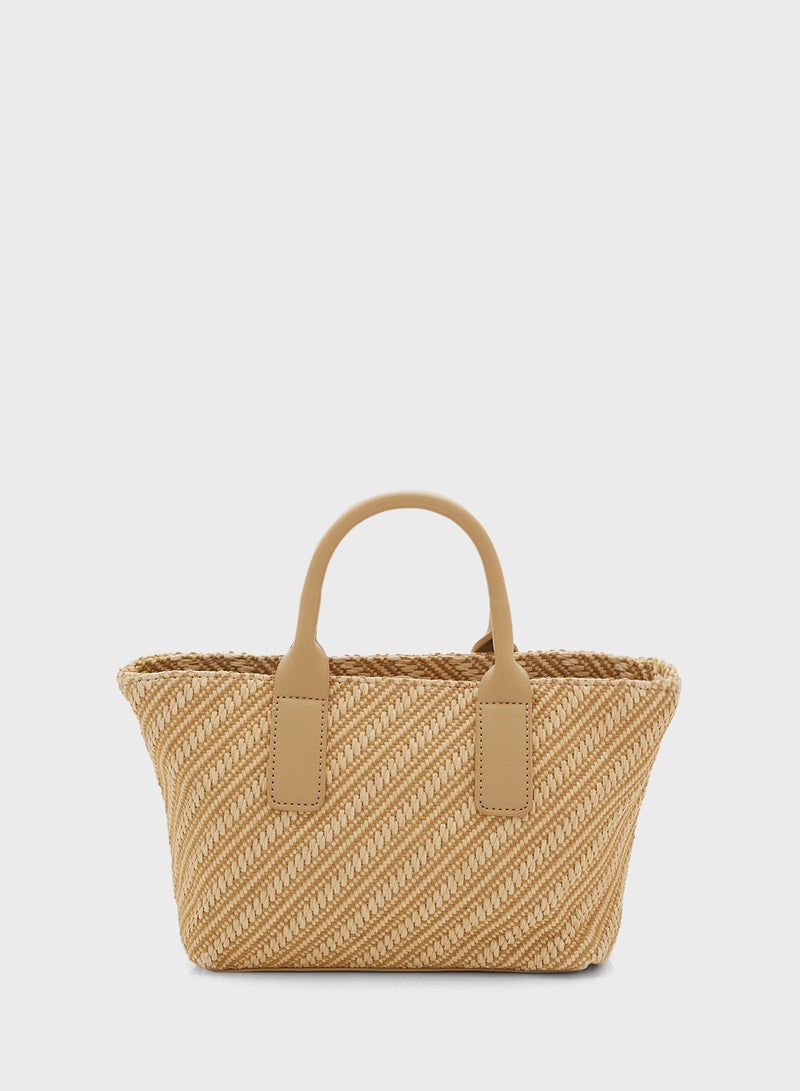 Woven Raffia Mini Tote Bag