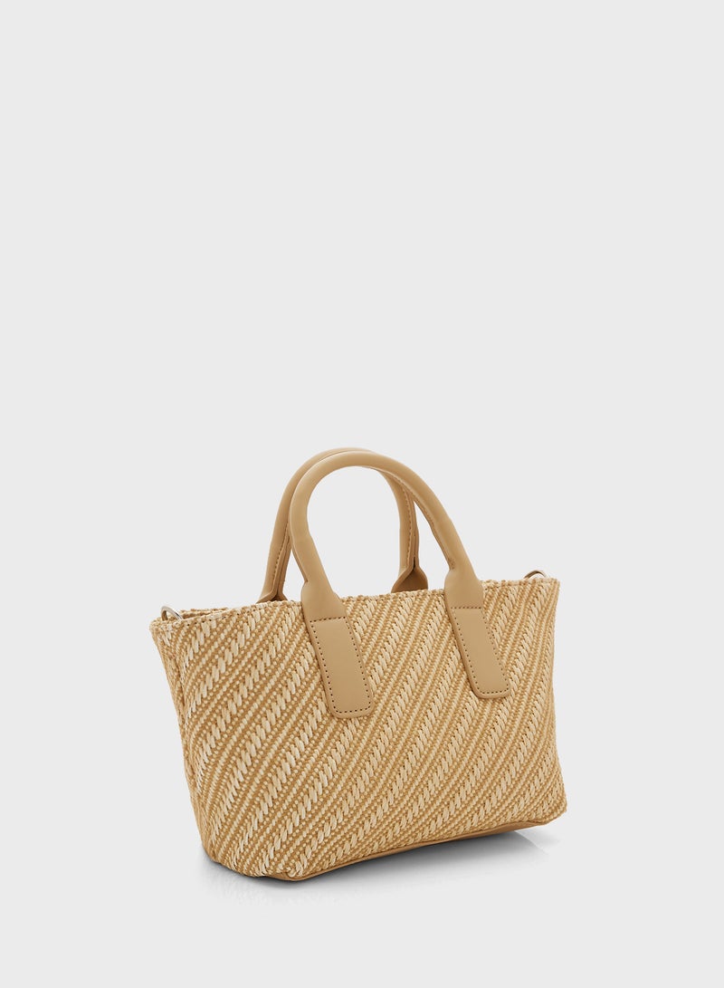 Woven Raffia Mini Tote Bag