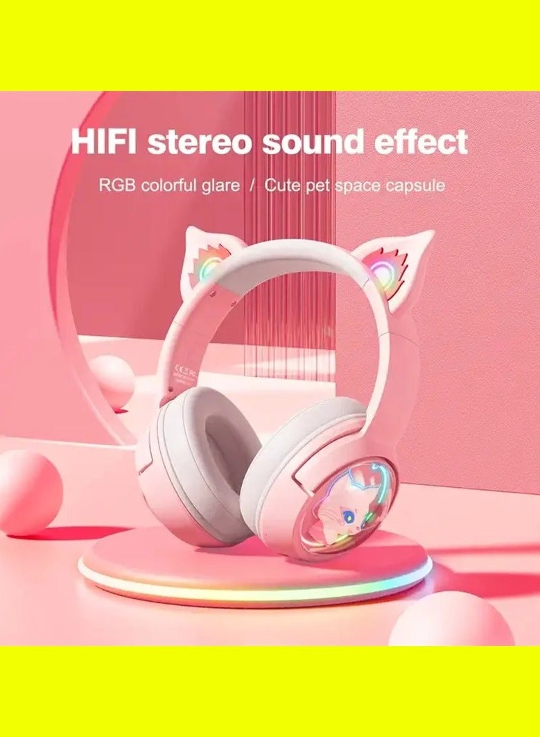 ONIKUMA B5 Wireless Gaimng Headset with Cat Ears Surround Sound Headphone Over-Ear For PC Laptop Games And Music Gamer Headphone