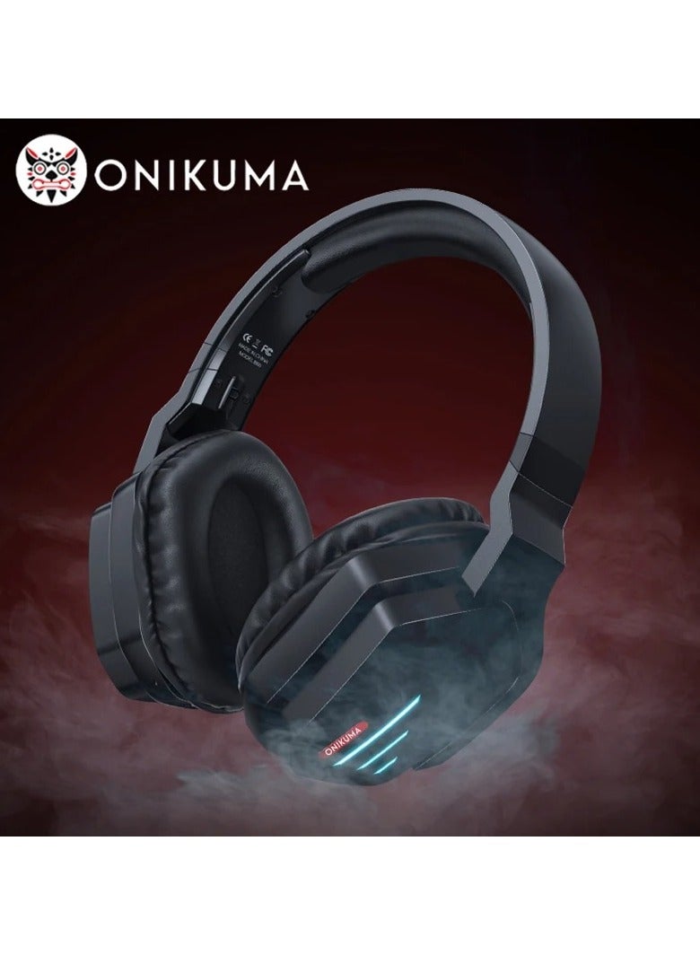 ONIKUMA B60 Wireless Compatible Headphones With LED Light Professional Gaming Headsets Foldable Earphones For PC PS5