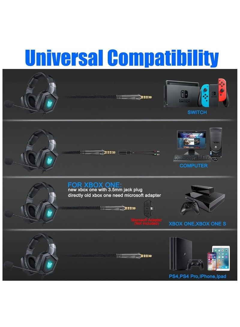 Onikuma K8 Gaming Headset Wired Stereo Headphone for PS4/PC/Xbox Controller/Laptop/iPad/Nintendo Switch Over-Ear Headphones