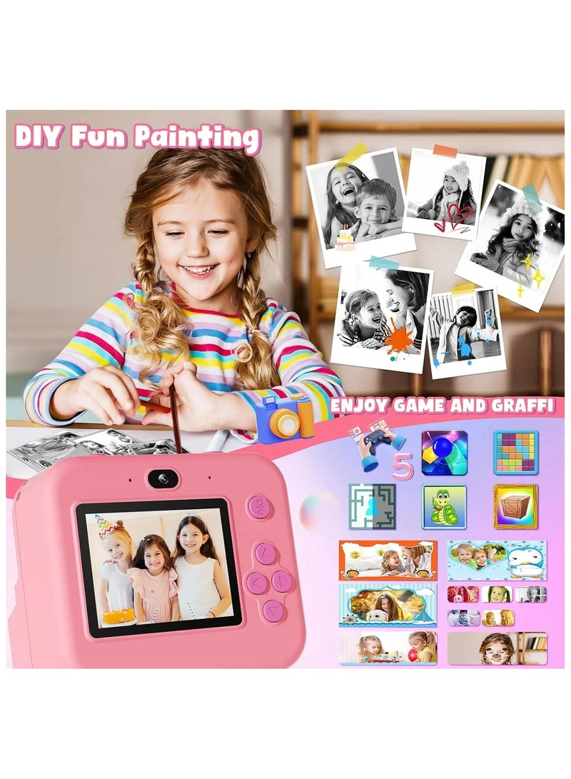 Instant Print Camera with 32GB Card, Thermal Photo Printing, Digital Kids Camera for Video, Photography, and Educational Toy