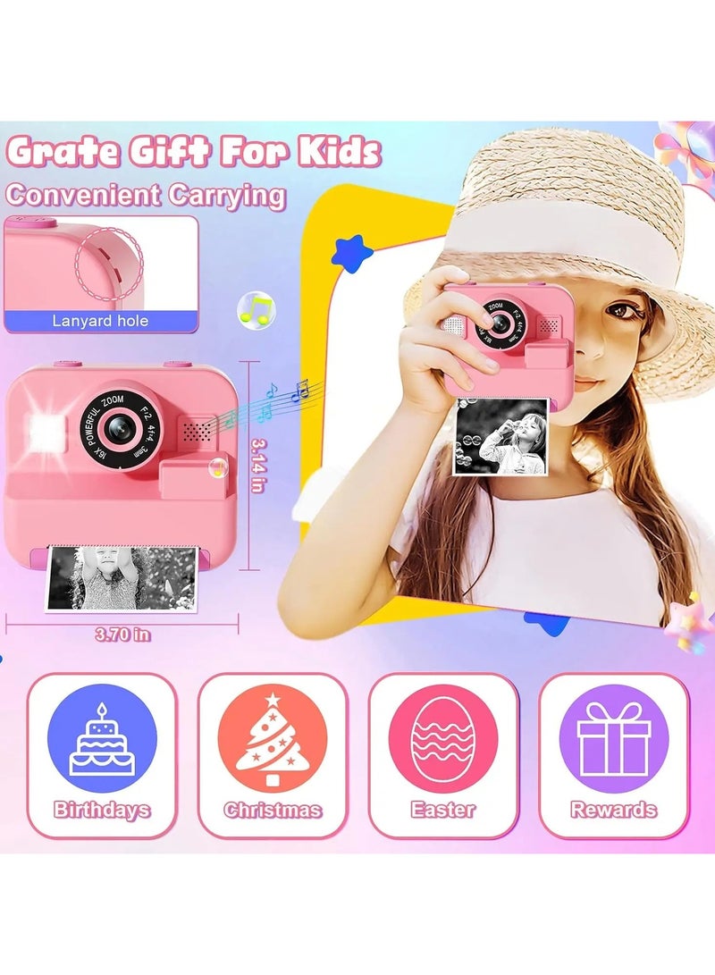 Instant Print Camera with 32GB Card, Thermal Photo Printing, Digital Kids Camera for Video, Photography, and Educational Toy