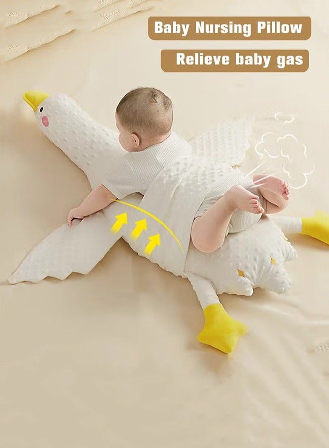 Baby Exhaust Pillow, Breathable and Soft Toddler Nursery Pillows, Infant Soothing Doll, for Sleeping and Relief of Flatulence in the Shape of a Large White Goose