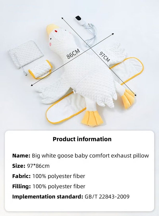 Baby Exhaust Pillow, Breathable and Soft Toddler Nursery Pillows, Infant Soothing Doll, for Sleeping and Relief of Flatulence in the Shape of a Large White Goose