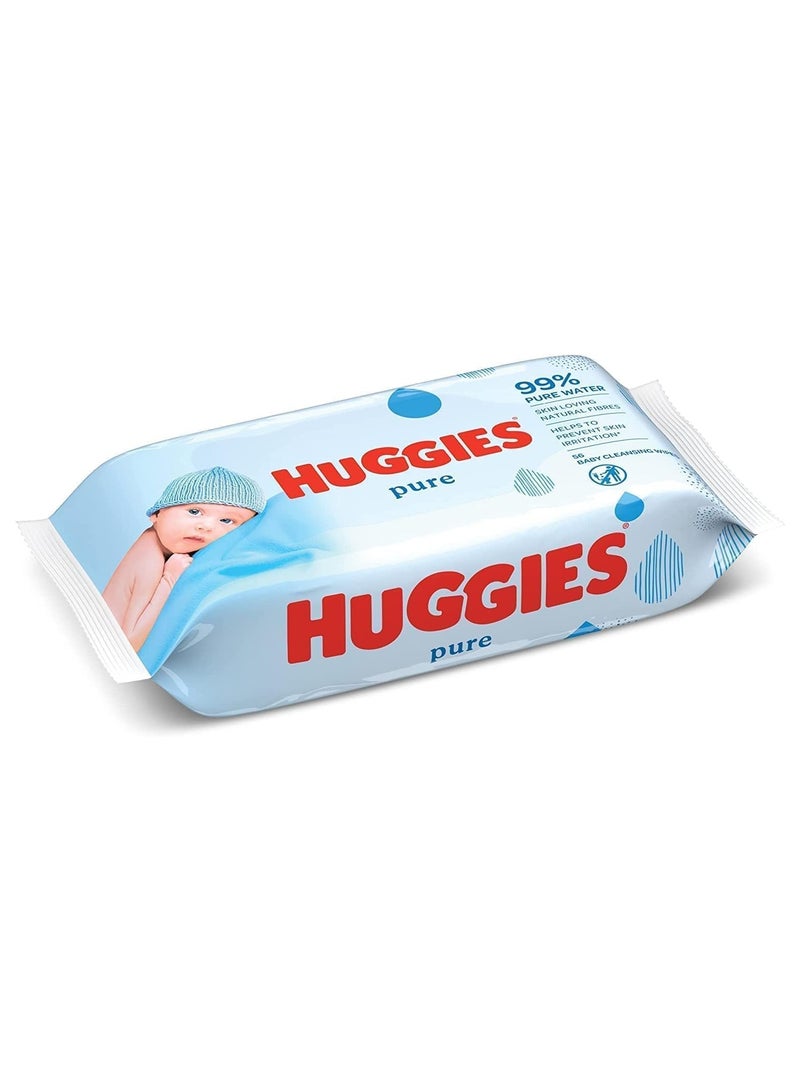 huggie HUGGIES PURE BABY WIPES PACK OF 6 (336 WIPES)