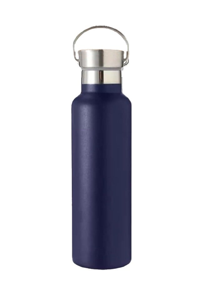 Star Babies Double Walled Stainless Steel Vacuum Insulated Sports Water Bottle with Portable Stainless Lid 600ml - Navy Blue