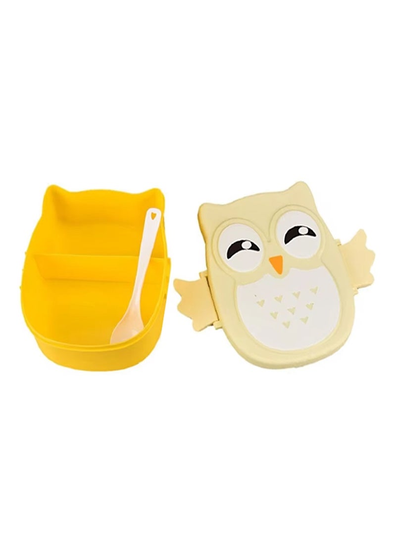 Star Babies Cartoon Owl Lunch Box Food Storage Container Children Kids School Office Portable Bento Box - Yellow