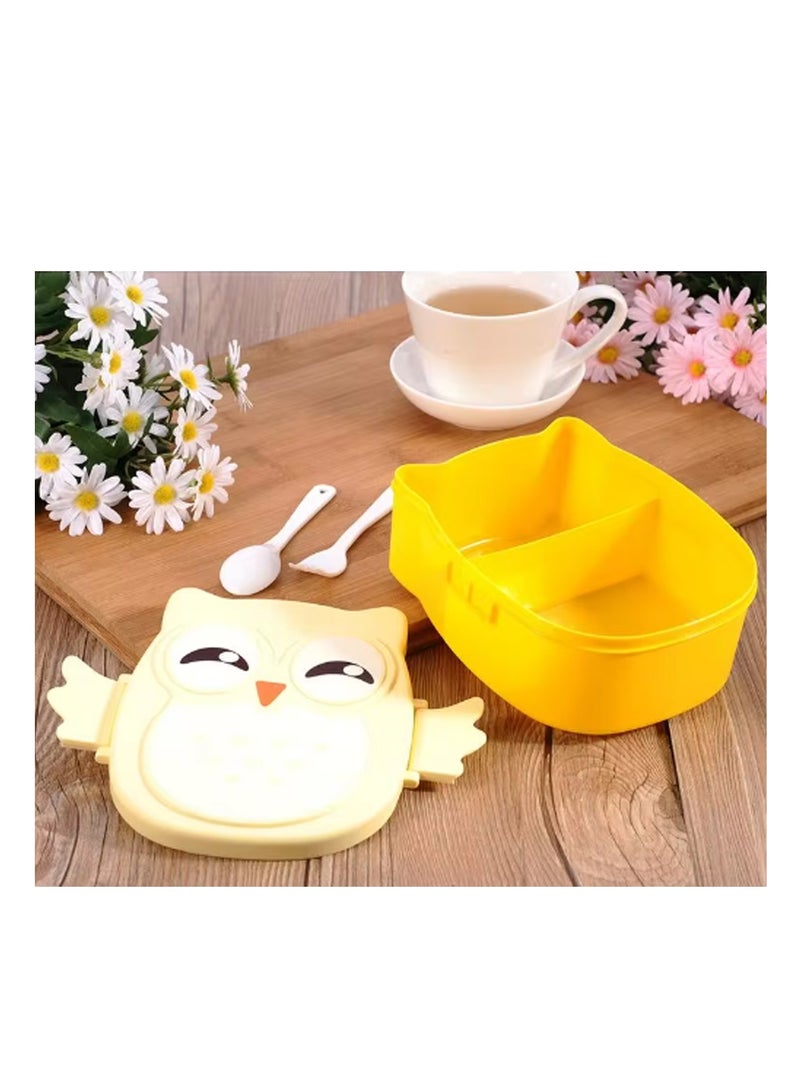 Star Babies Cartoon Owl Lunch Box Food Storage Container Children Kids School Office Portable Bento Box - Yellow