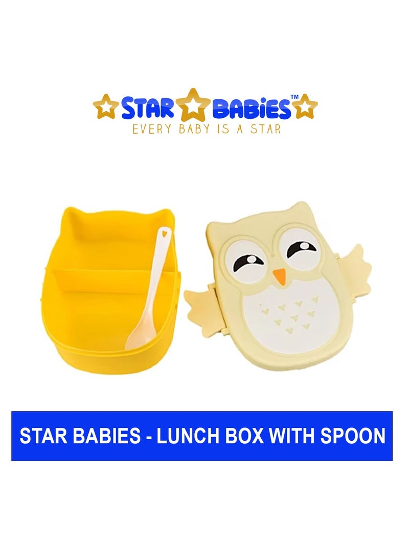 Star Babies Cartoon Owl Lunch Box Food Storage Container Children Kids School Office Portable Bento Box - Yellow