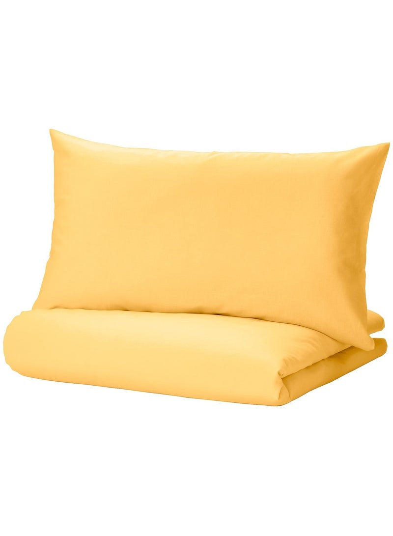 Duvet Cover And Pillowcase Yellow 150X200/50X80 Cm