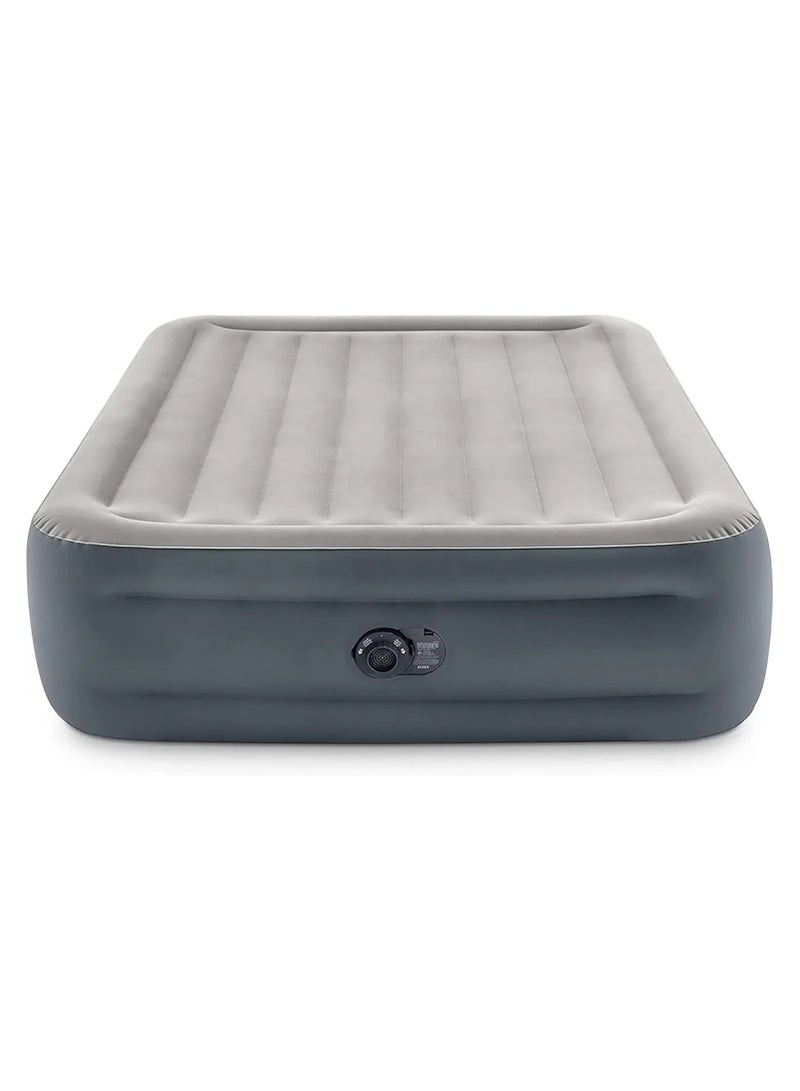 INTEX 64125ED Dura-Beam Plus Essential Rest Air Mattress: Fiber-Tech – Queen Size – Built-in Electric Pump – 18in Bed Height