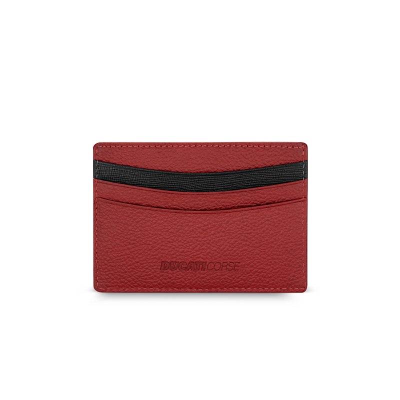 Ducati Corse Trionfo Red Genuine Leather Card Holder For Men - DTLGD2200302