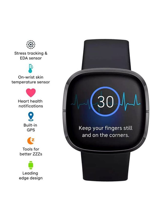 Sense, Advanced Smartwatch With Tools For Heart Health, Stress Management And Skin Temperature Trends Carbon/Graphite Stainless Steel