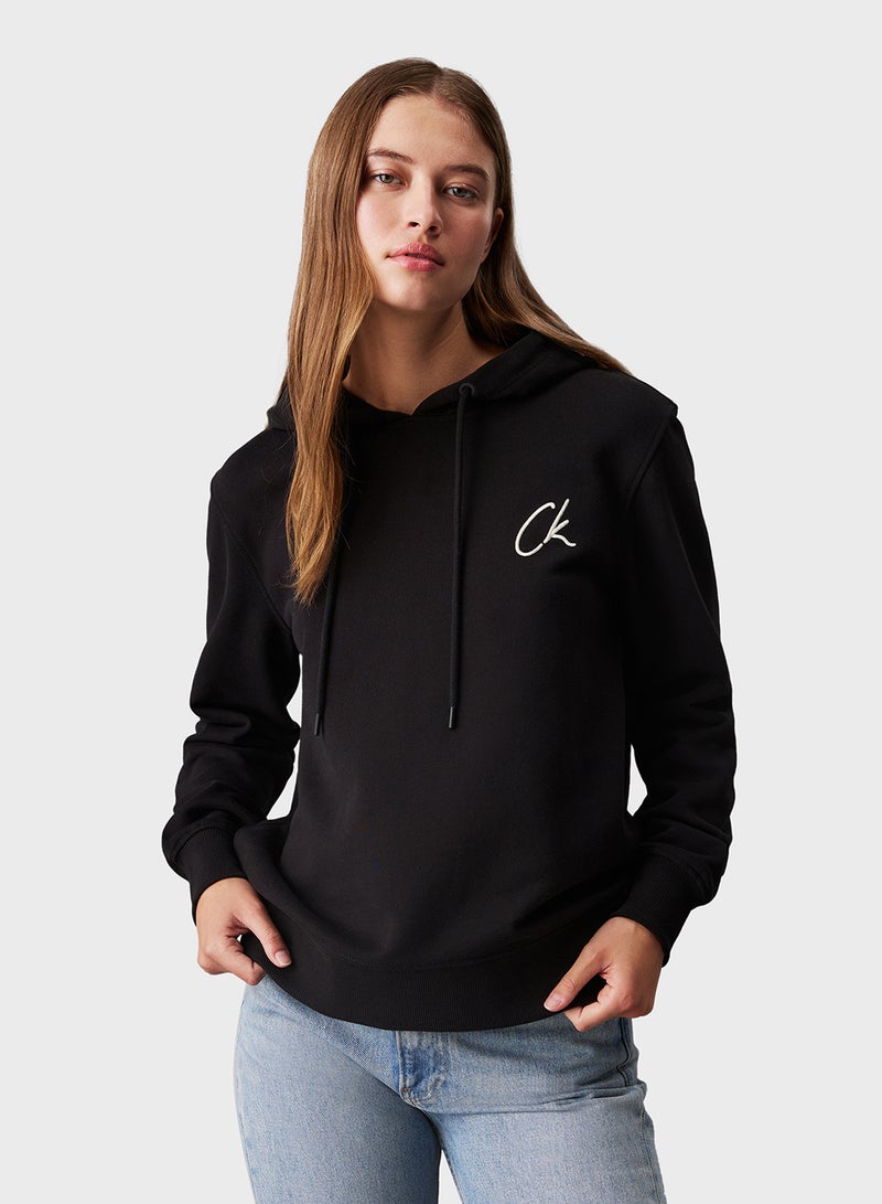 Embroidered Ck Regular Hoodie