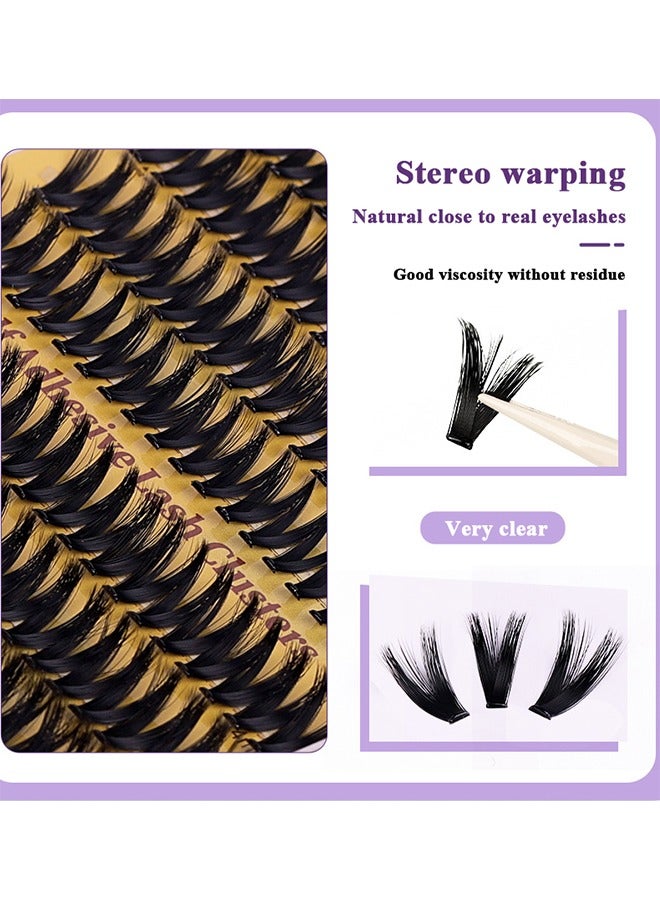 Self Adhesive False Eyelashes, 10 Rows Press On Lashes Pre Glued Eyelash Clusters Self Stick Cluster Lashes, No Glue Needed Fake Lash Clusters, DIY Lash Extension Kit for Beginners (10 Rows of 200 Pcs)