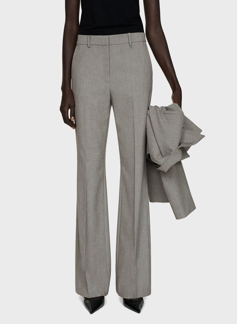 Casual High-Waist Flared Trousers