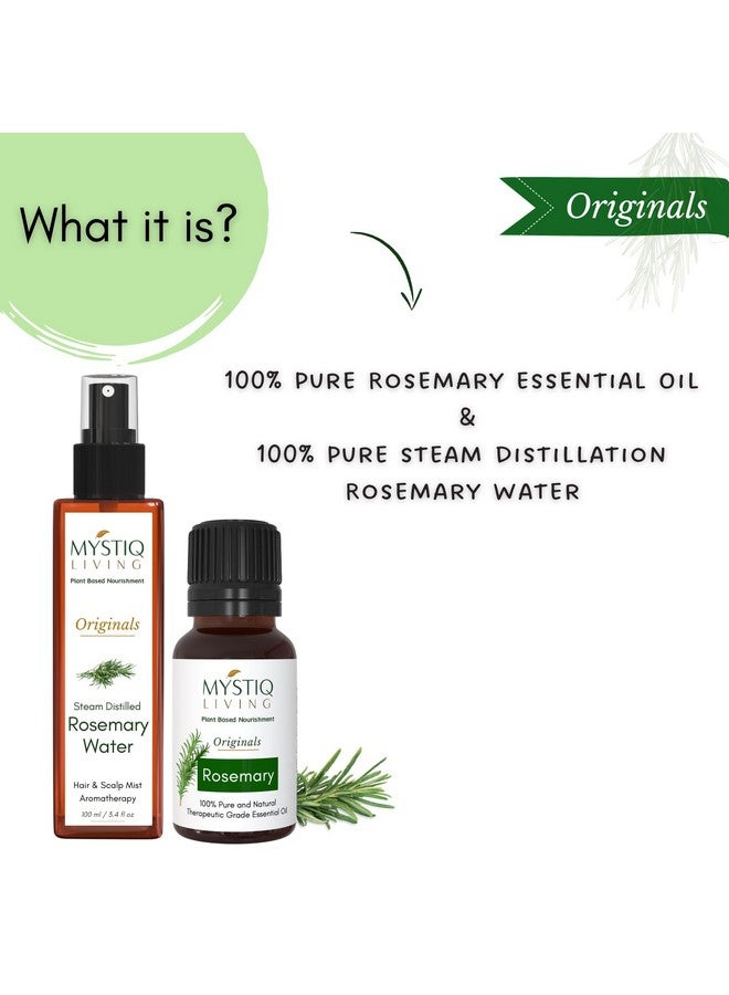 Rosemary Oil Rosemary Water Combo (100 Ml + 15 Ml) | Hair Growth With Hair Mist And Essential Oil | 100% Pure & Natural