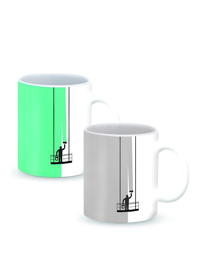 (Pack of 2) Designer Printed Coffee Mug with Heavy Duty Handle 11oz Ceramic Personalised Gift Mugs Cup [Microwave Safe & Dishwasher Proof] - Design3