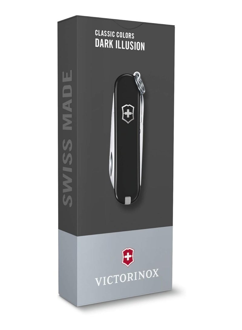 Swiss Army Knife Classic Black, 7 Function, Multi-utility Tool With A Pair Of Scissors - Dark Illusion, 58 mm