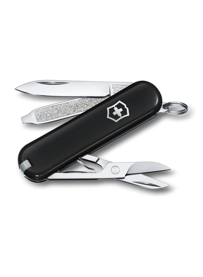 Swiss Army Knife Classic Black, 7 Function, Multi-utility Tool With A Pair Of Scissors - Dark Illusion, 58 mm