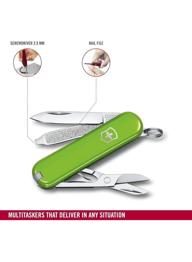 Swiss Army Knife - Fresh. Stylish. Colorful Swiss Classics - 7 Function, Multi-utility Tool With a Pair of Scissors - Smashed Avocado, 58 Mm, Green, M