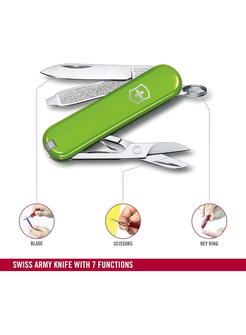 Swiss Army Knife - Fresh. Stylish. Colorful Swiss Classics - 7 Function, Multi-utility Tool With a Pair of Scissors - Smashed Avocado, 58 Mm, Green, M