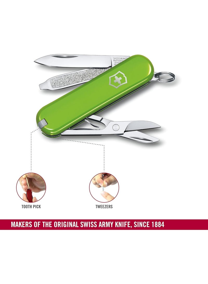 Swiss Army Knife - Fresh. Stylish. Colorful Swiss Classics - 7 Function, Multi-utility Tool With a Pair of Scissors - Smashed Avocado, 58 Mm, Green, M