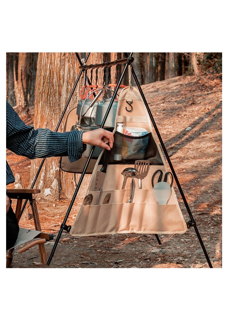 Multifunctional Triangle Storage Bag for Camping and Picnics Durable Oxford Cloth Organizer for Cutlery BBQ Tools