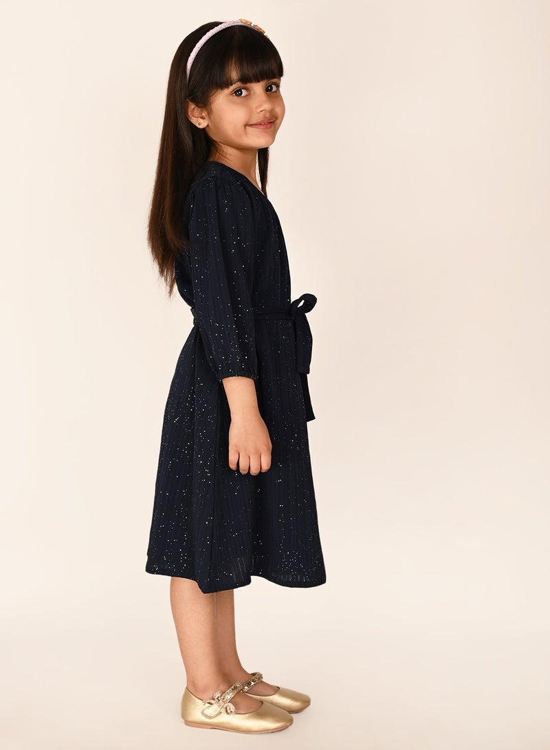 Sparkling Navy Blue Girls Dress