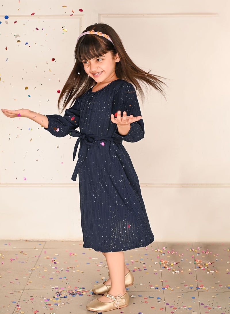 Sparkling Navy Blue Girls Dress