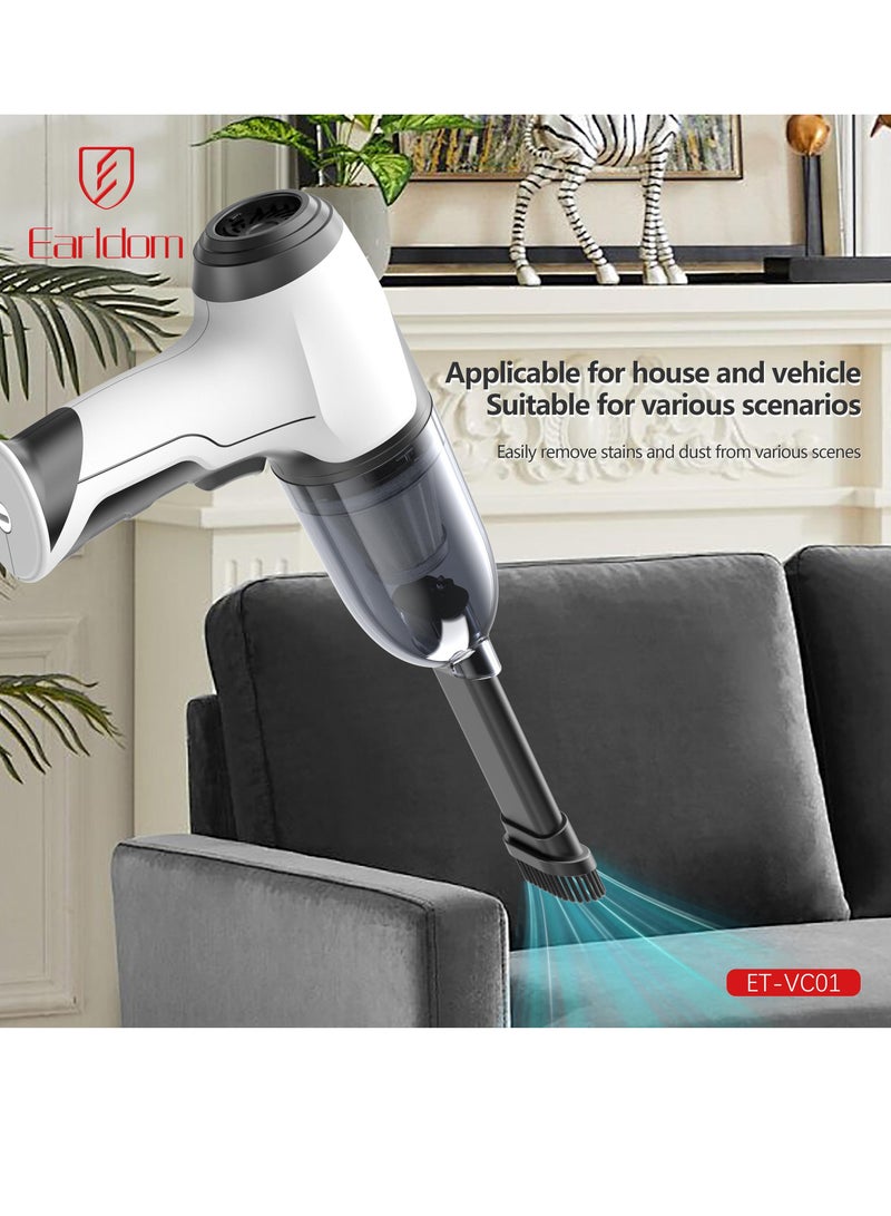 Car & Home Vacuum Cleaner With Expansion Accessories 3600mAh Battery, Brushless Motor, Strong Suction Force, Extend Brush Head