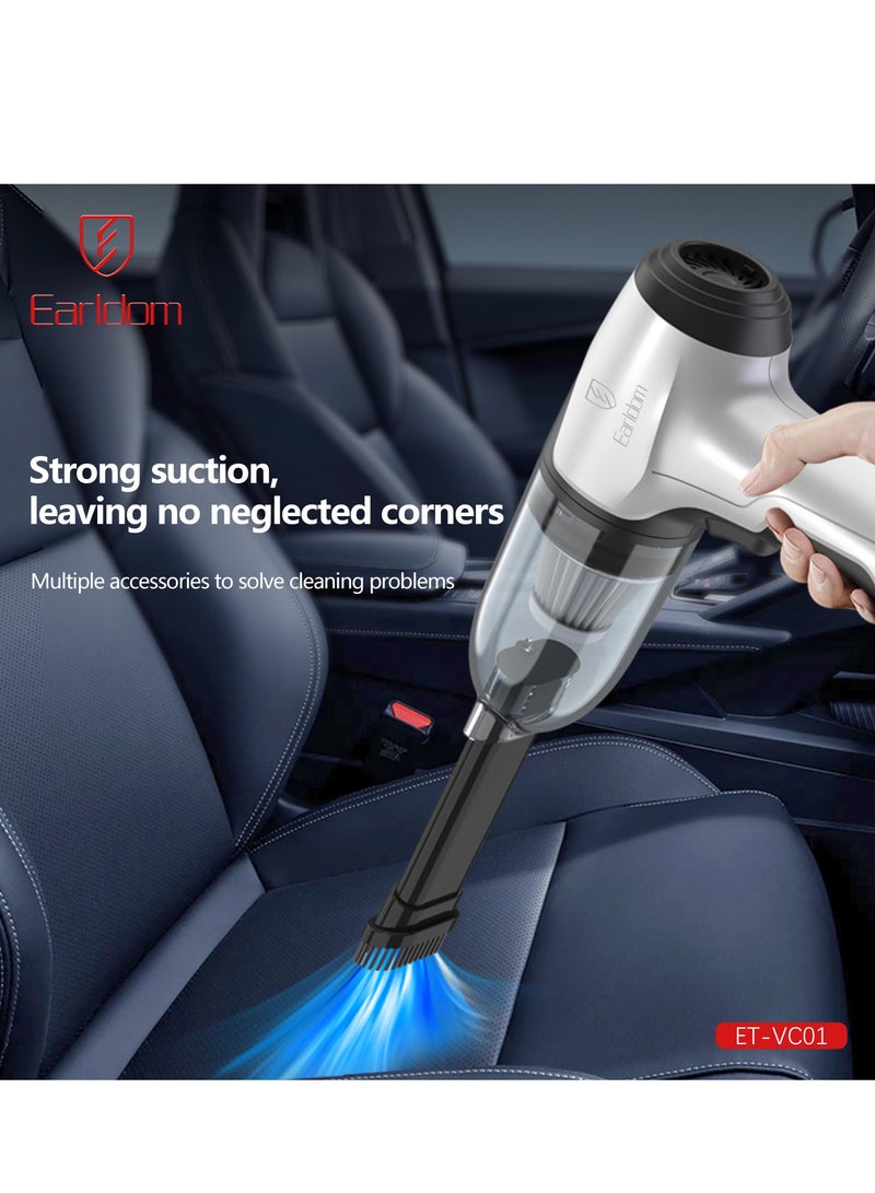 Car & Home Vacuum Cleaner With Expansion Accessories 3600mAh Battery, Brushless Motor, Strong Suction Force, Extend Brush Head