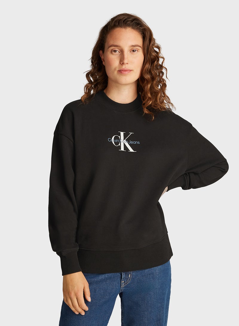 Textured Monologo Crewneck