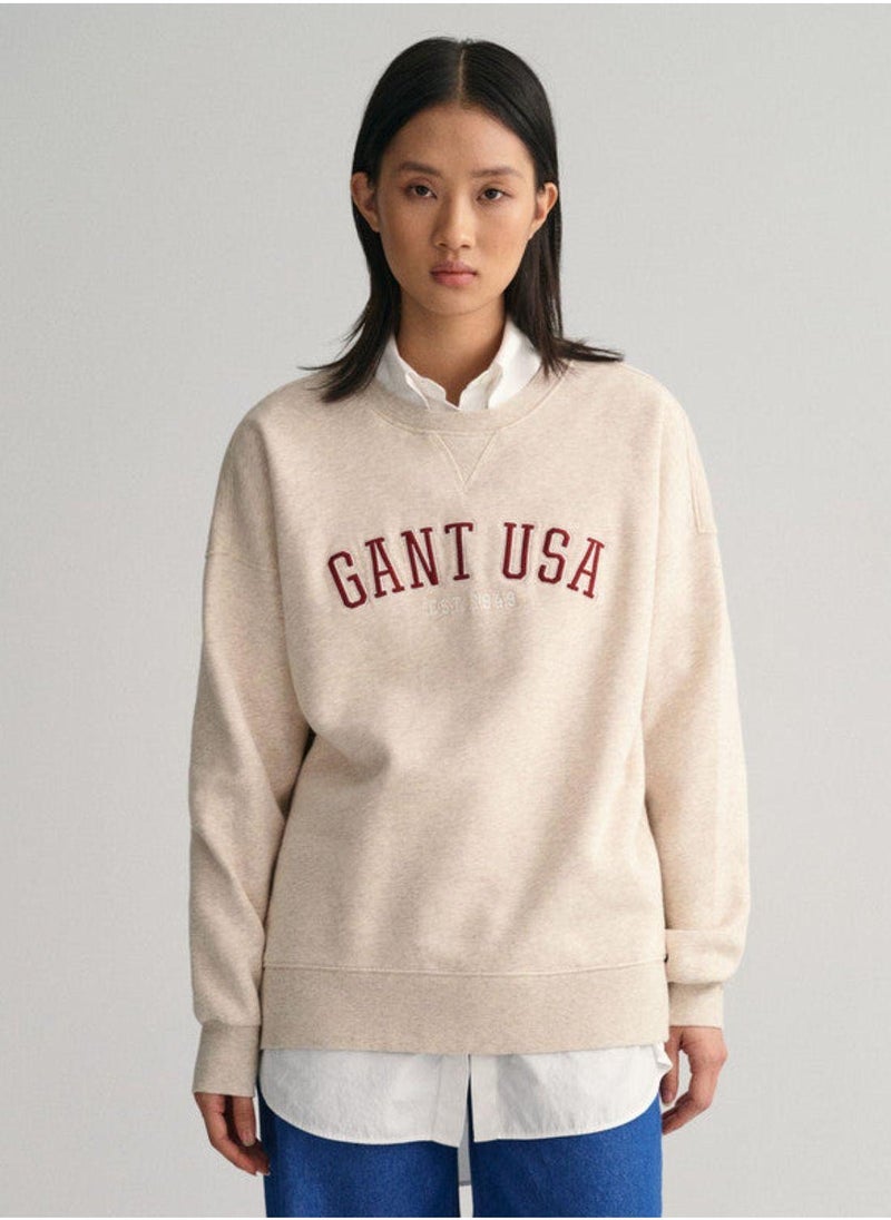 Oversized Gant Usa Crew Neck Sweatshirt