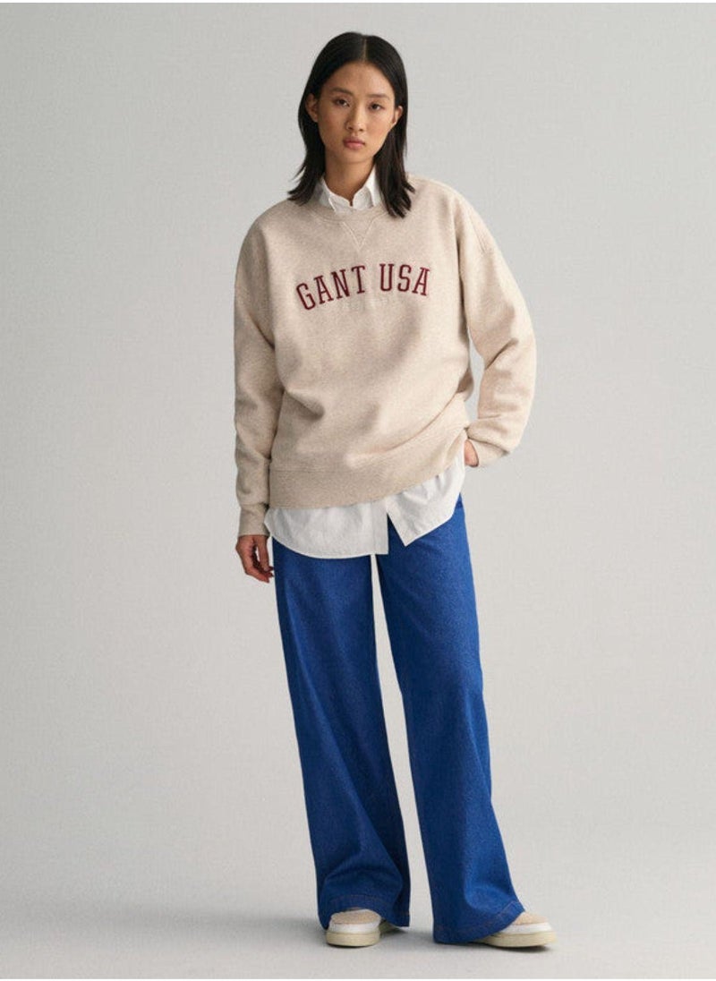 Oversized Gant Usa Crew Neck Sweatshirt