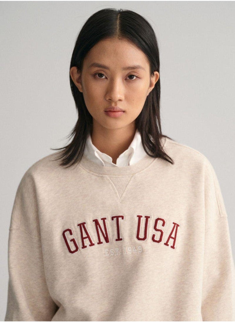 Oversized Gant Usa Crew Neck Sweatshirt