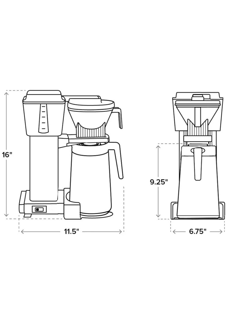 KBGT Coffee Brewer: Filter Coffee Maker with Stainless Steel Insulated Thermal Carafe – 1.25 Lt – Black