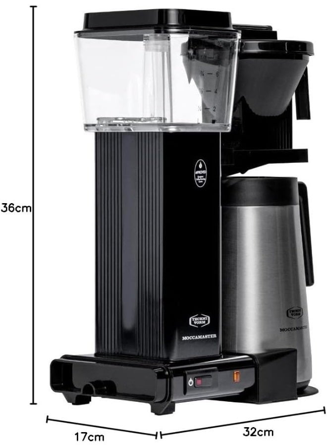 KBGT Coffee Brewer: Filter Coffee Maker with Stainless Steel Insulated Thermal Carafe – 1.25 Lt – Black