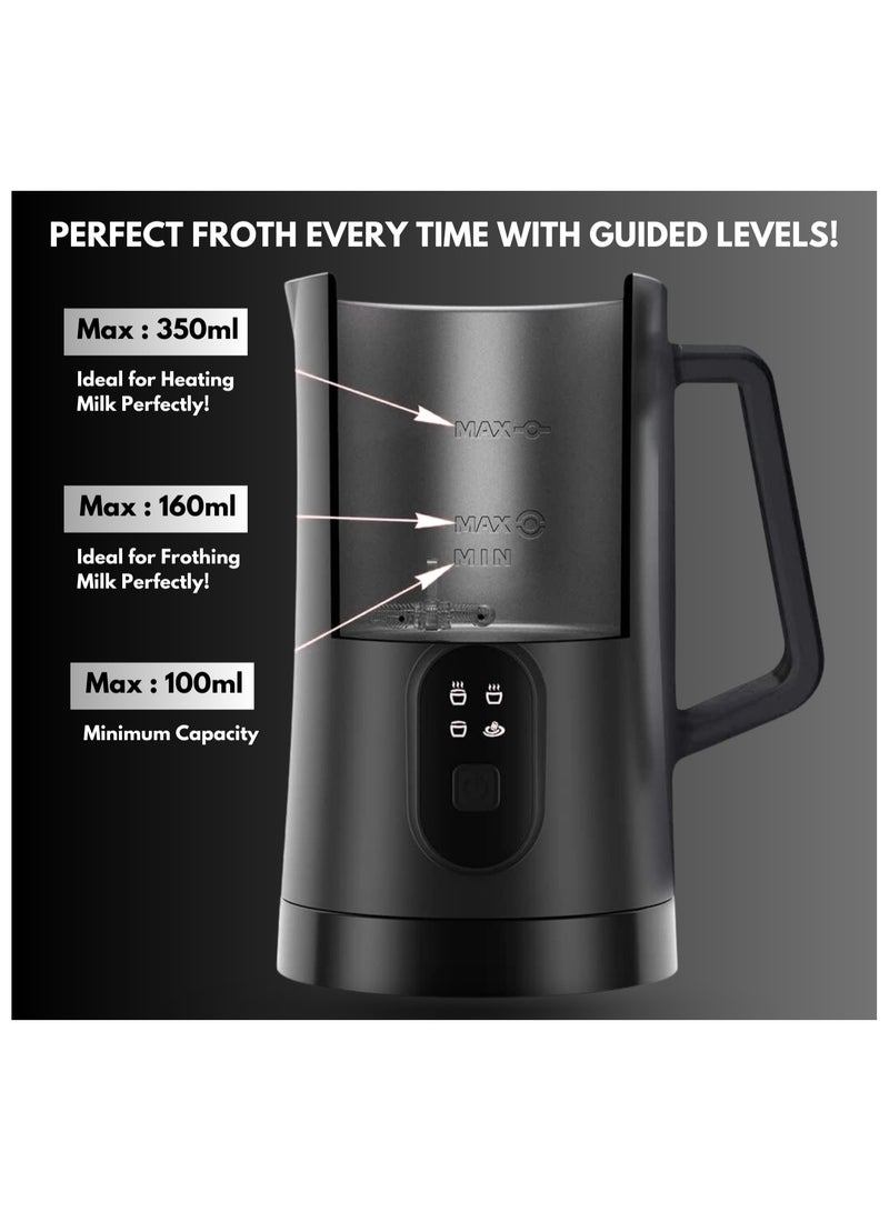 Prime Perks® | 2024 Milk Frother, Upgraded 4-in-1 Electric Milk Steamer, 580ml Automatic Hot and Cold Foam Maker and Milk Warmer for Latte, Cappuccinos, Macchiato, 400W, Black