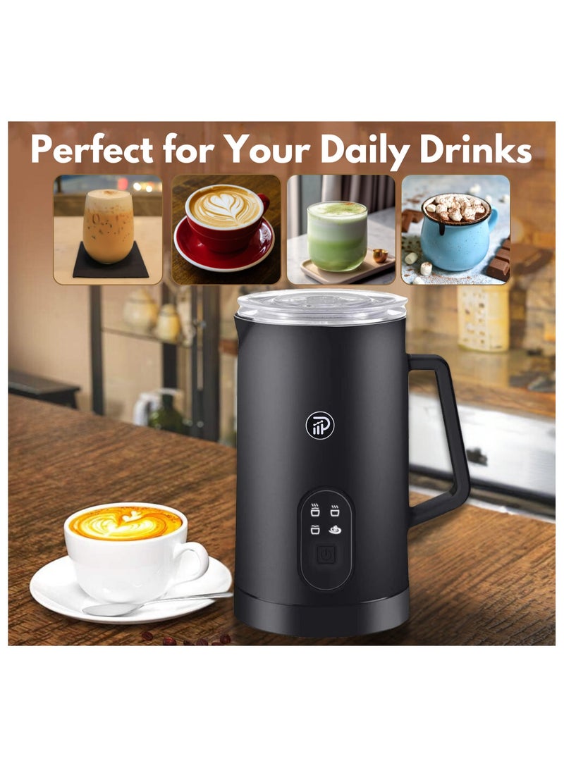 Prime Perks® | 2024 Milk Frother, Upgraded 4-in-1 Electric Milk Steamer, 580ml Automatic Hot and Cold Foam Maker and Milk Warmer for Latte, Cappuccinos, Macchiato, 400W, Black