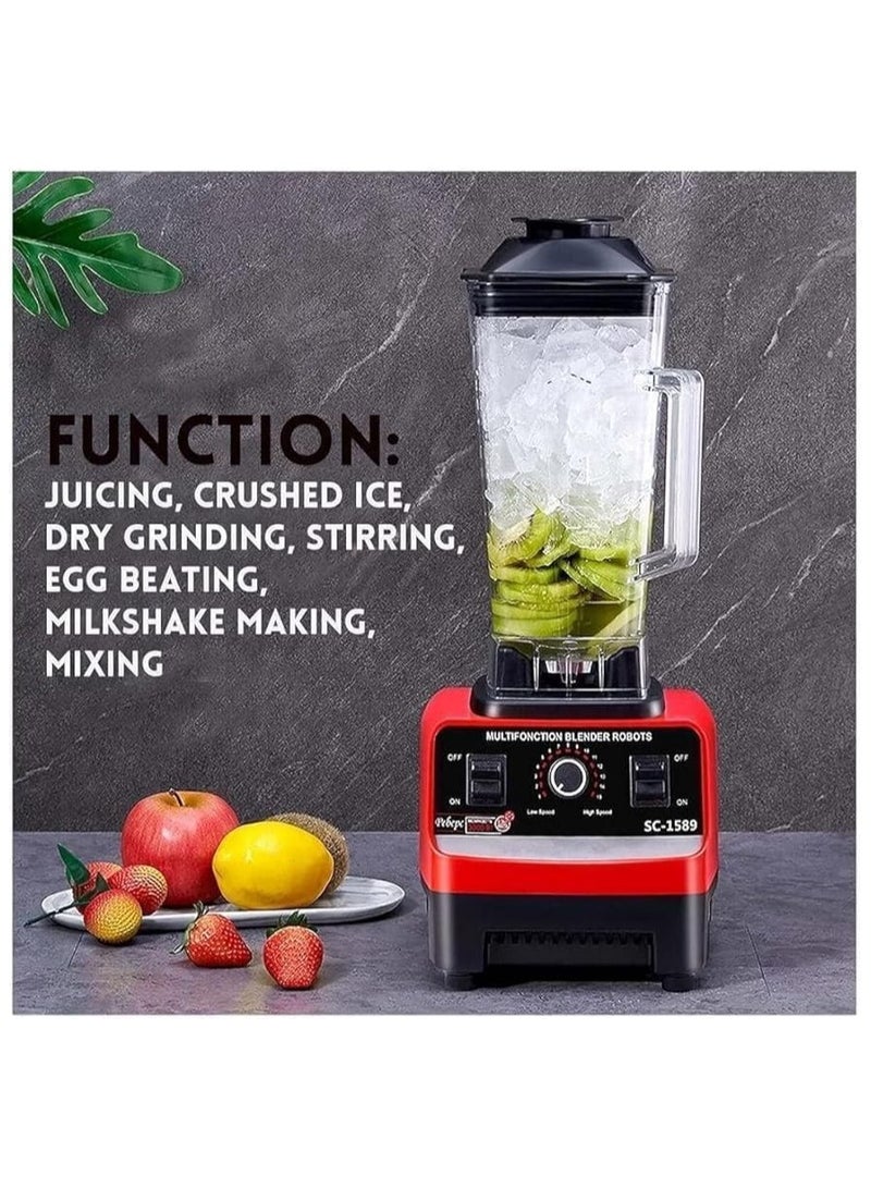 Silver Crest Multi-Function Blender with 15 Speed Settings, 4500 Watts, Timer, and Stainless Steel Construction