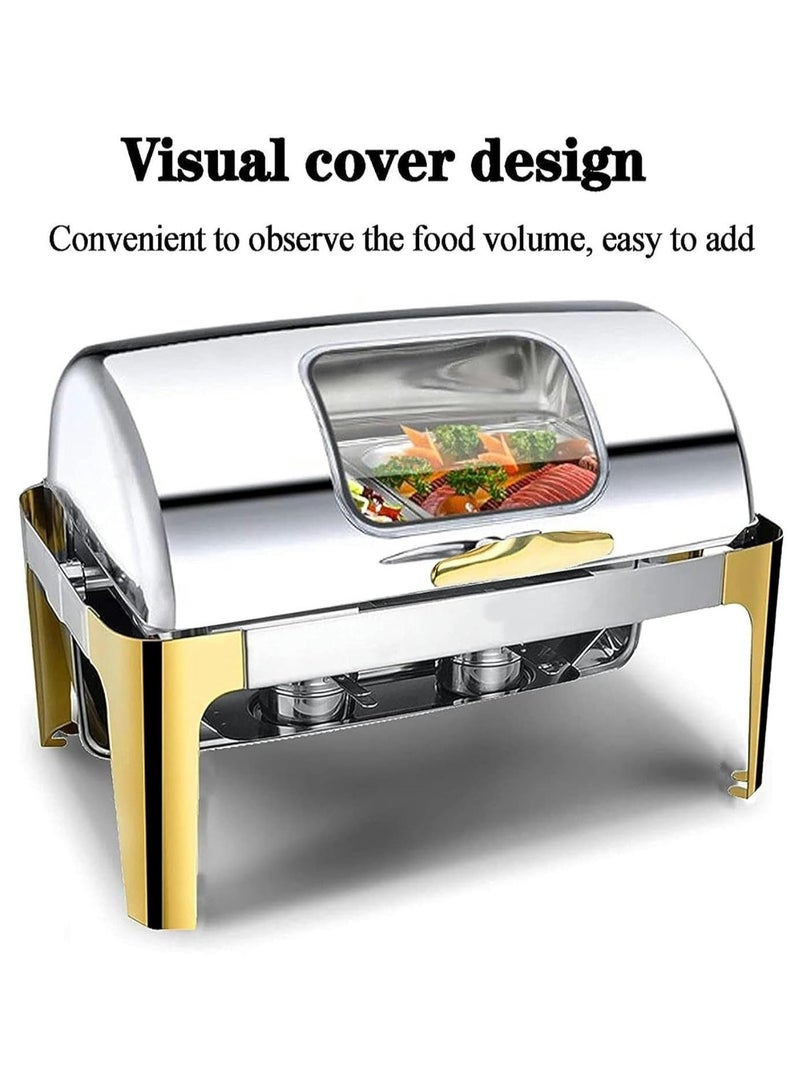 Stainless Steel Rectangular Roll Top Chafing Dish 9 Litter