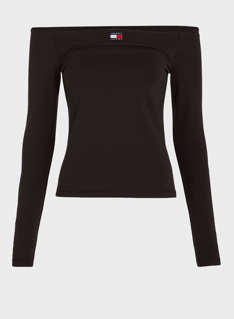 Bardot Cut Out Knitted Top