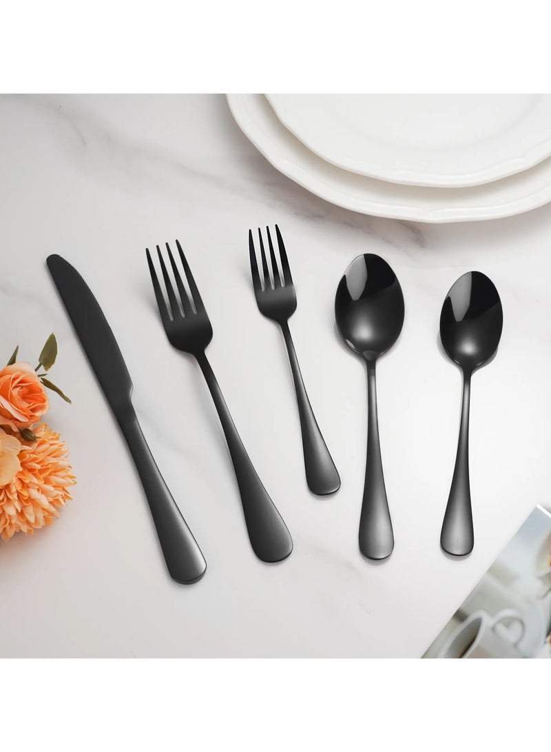 Sleek Black Cutlery Set for Minimalist Decor