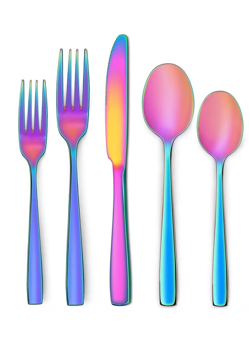 Playful Rainbow Color Cutlery for Family Gatherings