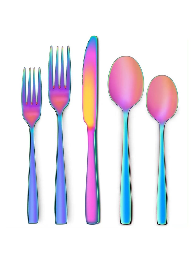 Playful Rainbow Color Cutlery for Family Gatherings