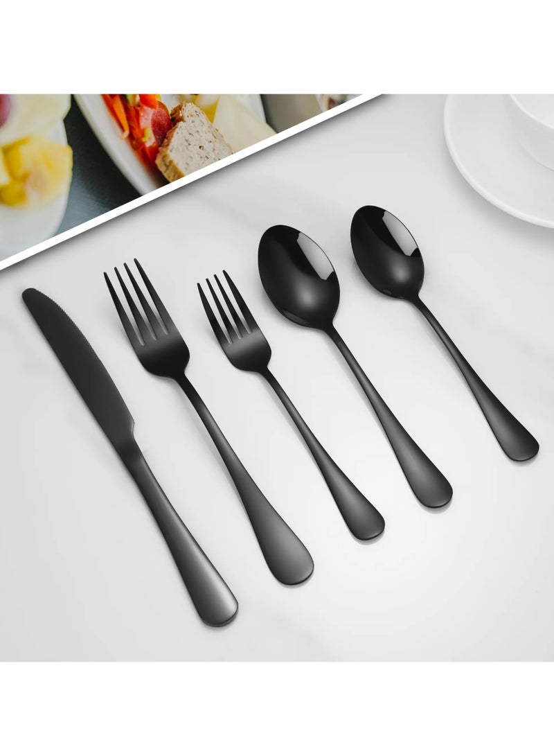 Sleek Black Cutlery Set for Minimalist Decor