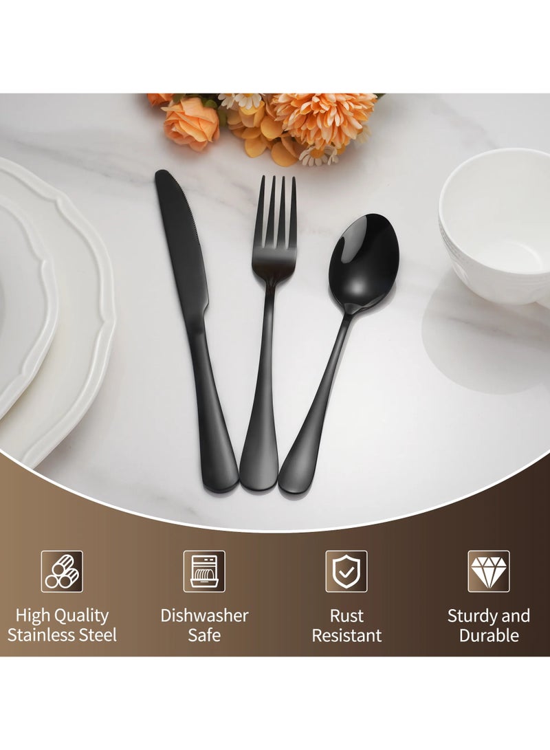 Sleek Black Cutlery Set for Minimalist Decor